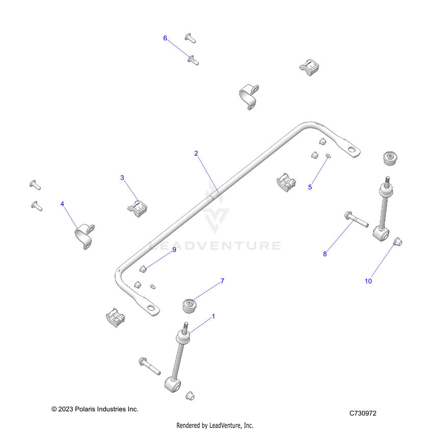 An Image of a Genuine Polaris Parts Schematic Diagram showing the schematic - SUSPENSION: FRONT STABILIZER BAR - 2026 POLARIS RANGER 1000 XP CREW TEXAS EDITION