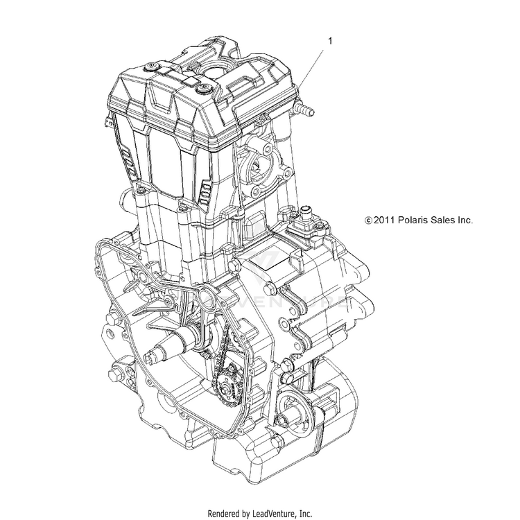 An Image of a Genuine Polaris Parts Schematic Diagram showing the schematic - ENGINE: LONG BLOCK - 2016 POLARIS RANGER CREW XP 570 FULL SIZE