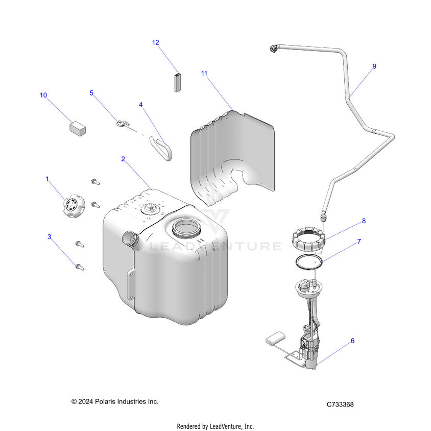 An Image of a Genuine Polaris Parts Schematic Diagram showing the schematic - FUEL: SYSTEM TANK - 2025 POLARIS RANGER 570 FULL SIZE