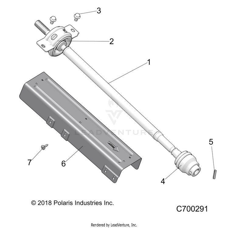 An Image of a Genuine Polaris Parts Schematic Diagram showing the schematic - DRIVE TRAIN: FRONT PROP SHAFT - 2019 POLARIS RANGER 1000 FACTORY CHOICE
