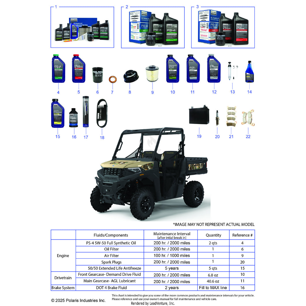An Image of a Genuine Polaris Parts Schematic Diagram showing the schematic - *SERVICE & MAINTENANCE - 2026 POLARIS RANGER 570 EPS