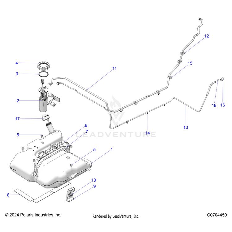 An Image of a Genuine Polaris Parts Schematic Diagram showing the schematic - FUEL SYSTEM: FUEL TANK ASM. - 2026 POLARIS XPEDITION ADV 5 NORTHSTAR
