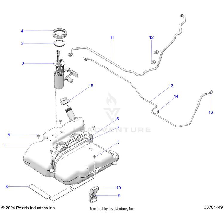 An Image of a Genuine Polaris Parts Schematic Diagram showing the schematic - FUEL SYSTEM: FUEL TANK ASM. - 2026 POLARIS XPEDITION ADV NORTHSTAR