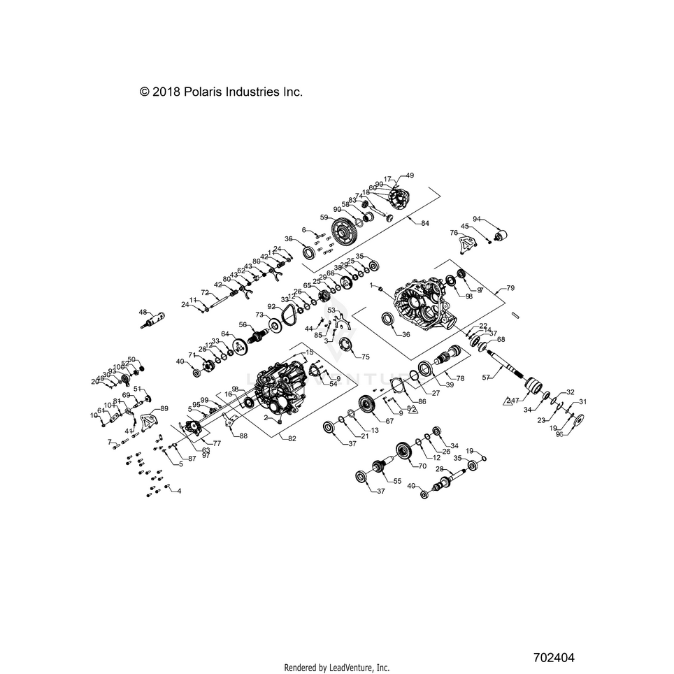 An Image of a Genuine Polaris Parts Schematic Diagram showing the schematic - DRIVE TRAIN: MAIN GEARCASE [TO 6/17/2019] - 2019 POLARIS RANGER 500 2WD HDPE