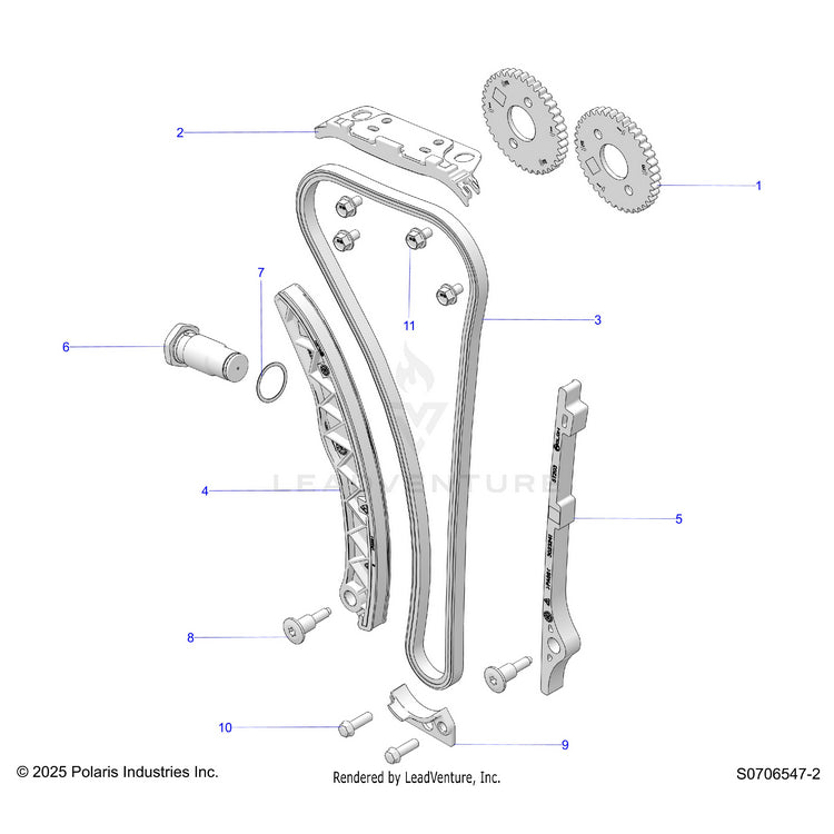 An Image of a Genuine Polaris Parts Schematic Diagram showing the schematic - ENGINE: CAM CHAIN & SPROCKET - 2026 POLARIS RANGER 570 CREW EPS
