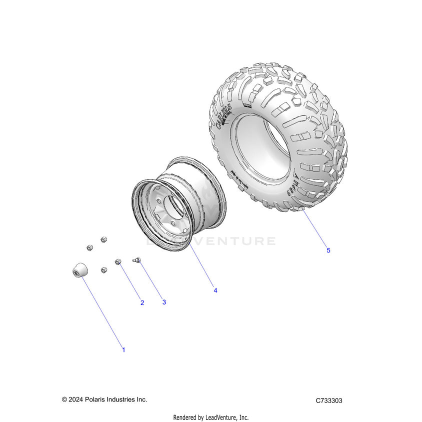 An Image of a Genuine Polaris Parts Schematic Diagram showing the schematic - WHEELS: REAR - 2026 POLARIS RANGER 1000