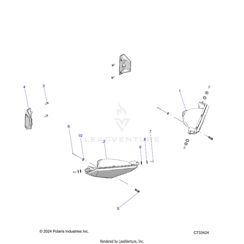 An Image of a Genuine Polaris Parts Schematic Diagram showing the schematic - ELECTRICAL: HEADLIGHTS TAILLIGHTS - 2025 POLARIS RANGER 570 NORTHSTAR