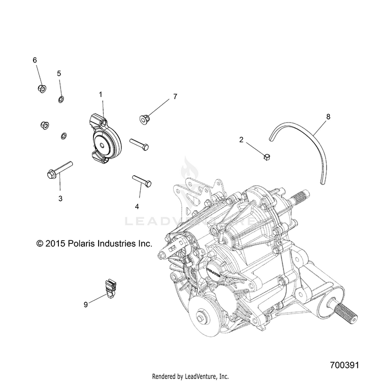 An Image of a Genuine Polaris Parts Schematic Diagram showing the schematic - DRIVE TRAIN: MAIN GEARCASE MOUNTING - 2017 POLARIS RANGER XP 900