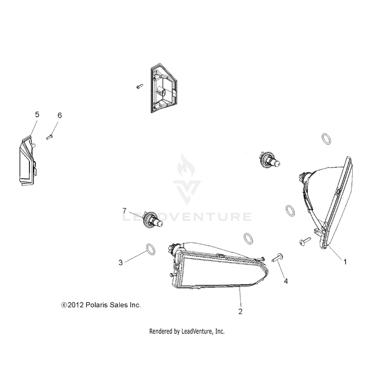 An Image of a Genuine Polaris Parts Schematic Diagram showing the schematic - ELECTRICAL: HEADLIGHT & TAILLIGHT - 2018 POLARIS RANGER CREW 1000 EPS