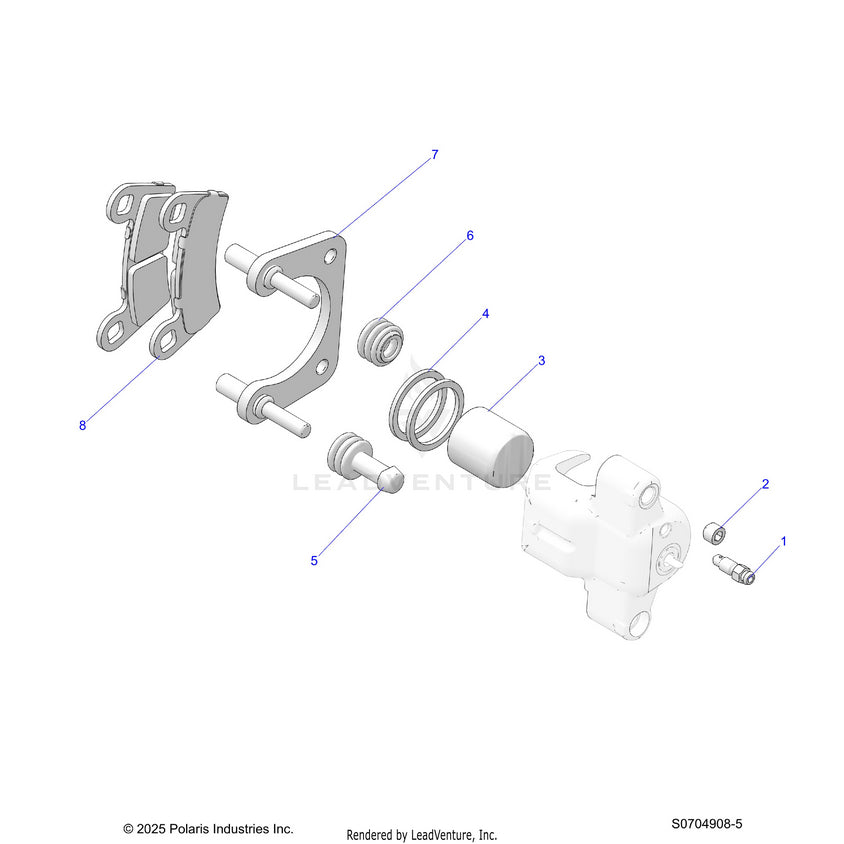 An Image of a Genuine Polaris Parts Schematic Diagram showing the schematic - BRAKES: REAR CALIPER - 2026 POLARIS RANGER 570 EPS