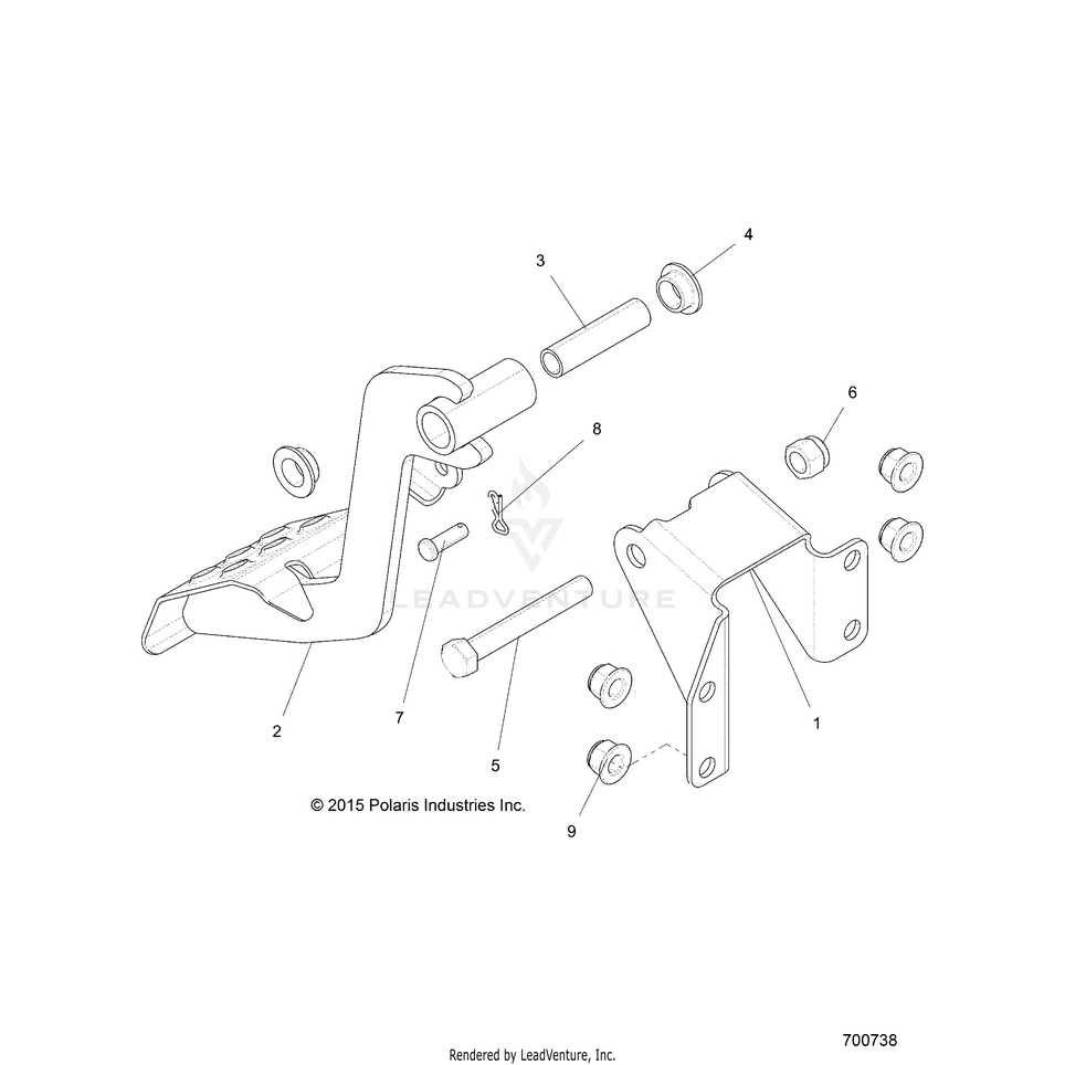 An Image of a Genuine Polaris Parts Schematic Diagram showing the schematic - BRAKES: PEDAL & MASTER CYLINDER - 2018 POLARIS RANGER CREW 570 FULL SIZE