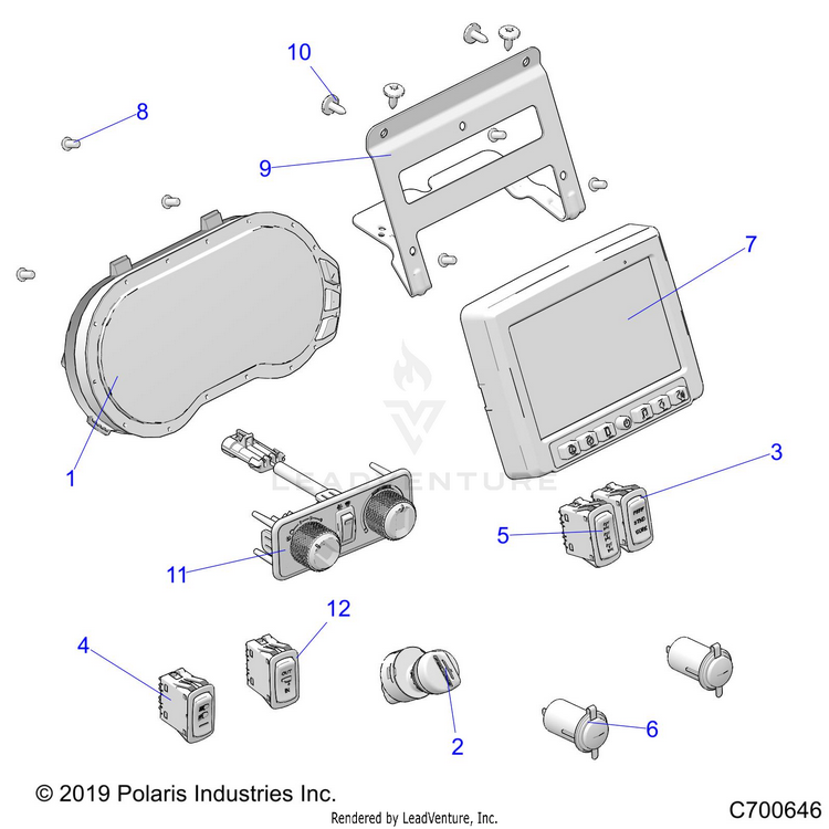An Image of a Genuine Polaris Parts Schematic Diagram showing the schematic - ELECTRICAL: DASH INSTRUMENTS - 2020 POLARIS RANGER CREW XP 1000 NORTHSTAR ULTIMATE