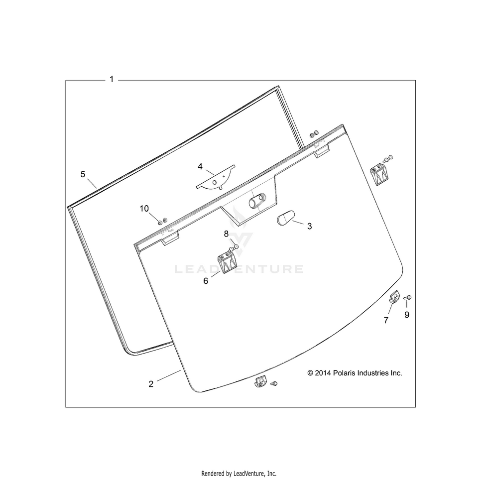 An Image of a Genuine Polaris Parts Schematic Diagram showing the schematic - BODY: WINDSHIELD FIXED - 2016 POLARIS RANGER 900 XP