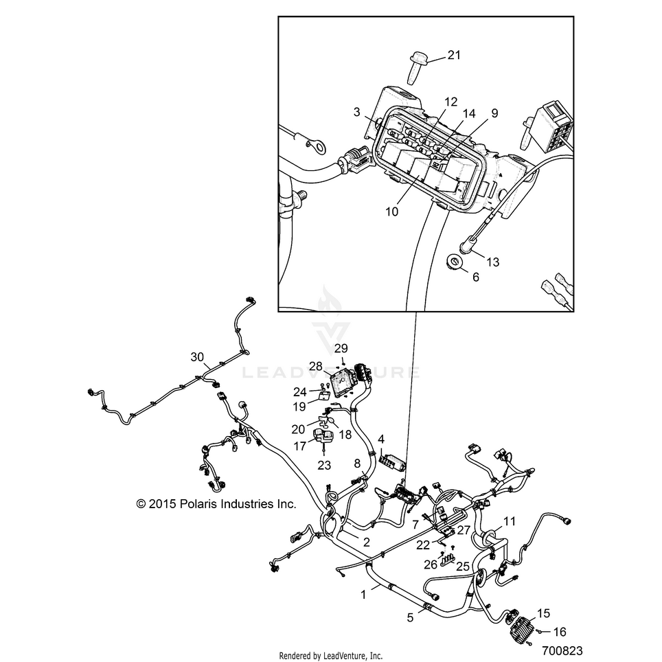 An Image of a Genuine Polaris Parts Schematic Diagram showing the schematic - ELECTRICAL: WIRE HARNESS - 2016 POLARIS GENERAL 1000 EPS