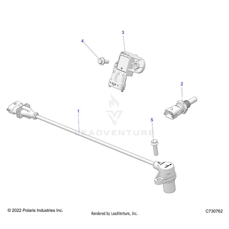 An Image of a Genuine Polaris Parts Schematic Diagram showing the schematic - ELECTRICAL: SENSORS - 2025 POLARIS RANGER 570 CREW FULL SIZE