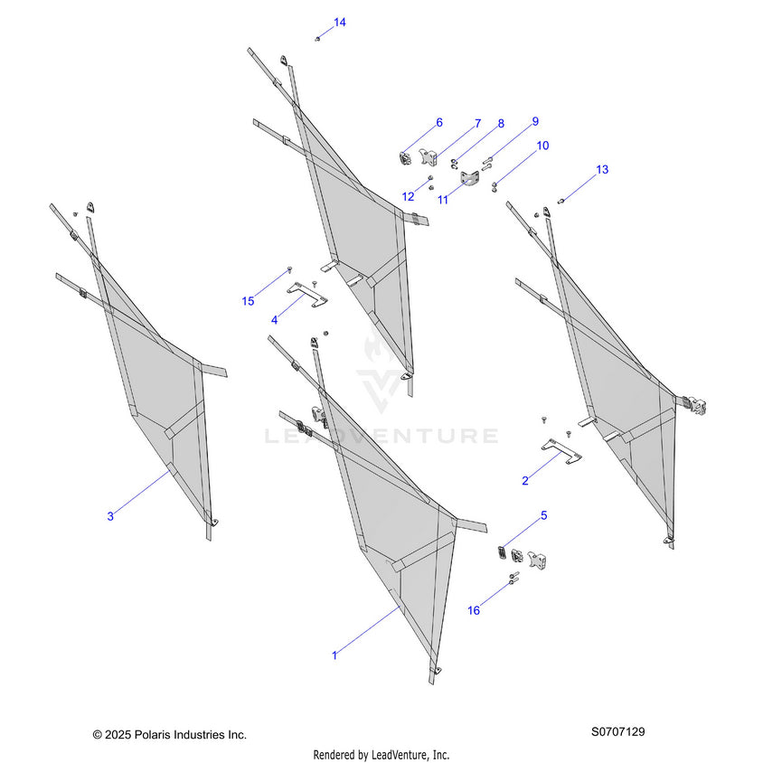 An Image of a Genuine Polaris Parts Schematic Diagram showing the schematic - BODY: SIDE NETS - 2026 POLARIS RANGER 570 CREW