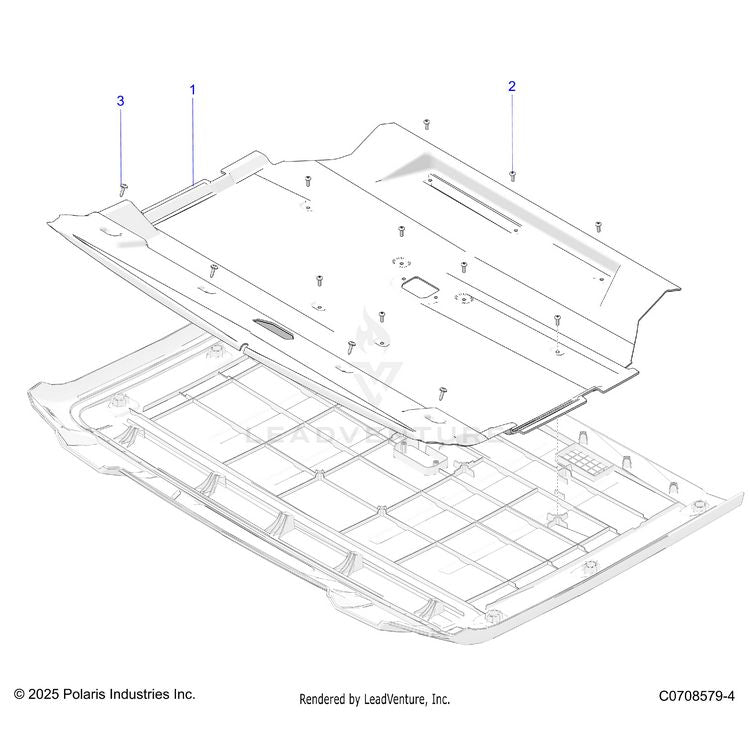 An Image of a Genuine Polaris Parts Schematic Diagram showing the schematic - BODY: ROOF LINER - 2025 POLARIS XPEDITION XP NORTHSTAR