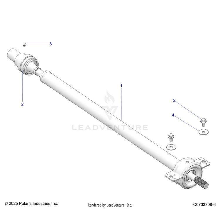 An Image of a Genuine Polaris Parts Schematic Diagram showing the schematic - DRIVE TRAIN: REAR PROP SHAFT - 2026 POLARIS GENERAL XP 4 1000 PREMIUM