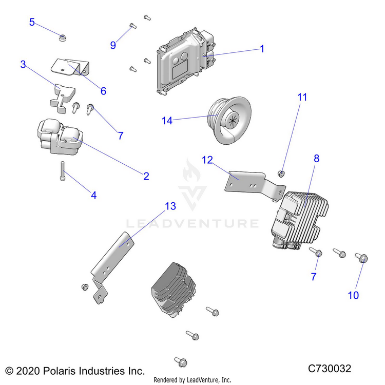 An Image of a Genuine Polaris Parts Schematic Diagram showing the schematic - ELECTRICAL: SENSORS & MODULES - 2021 POLARIS RANGER CREW 1000 EPS PREMIUM
