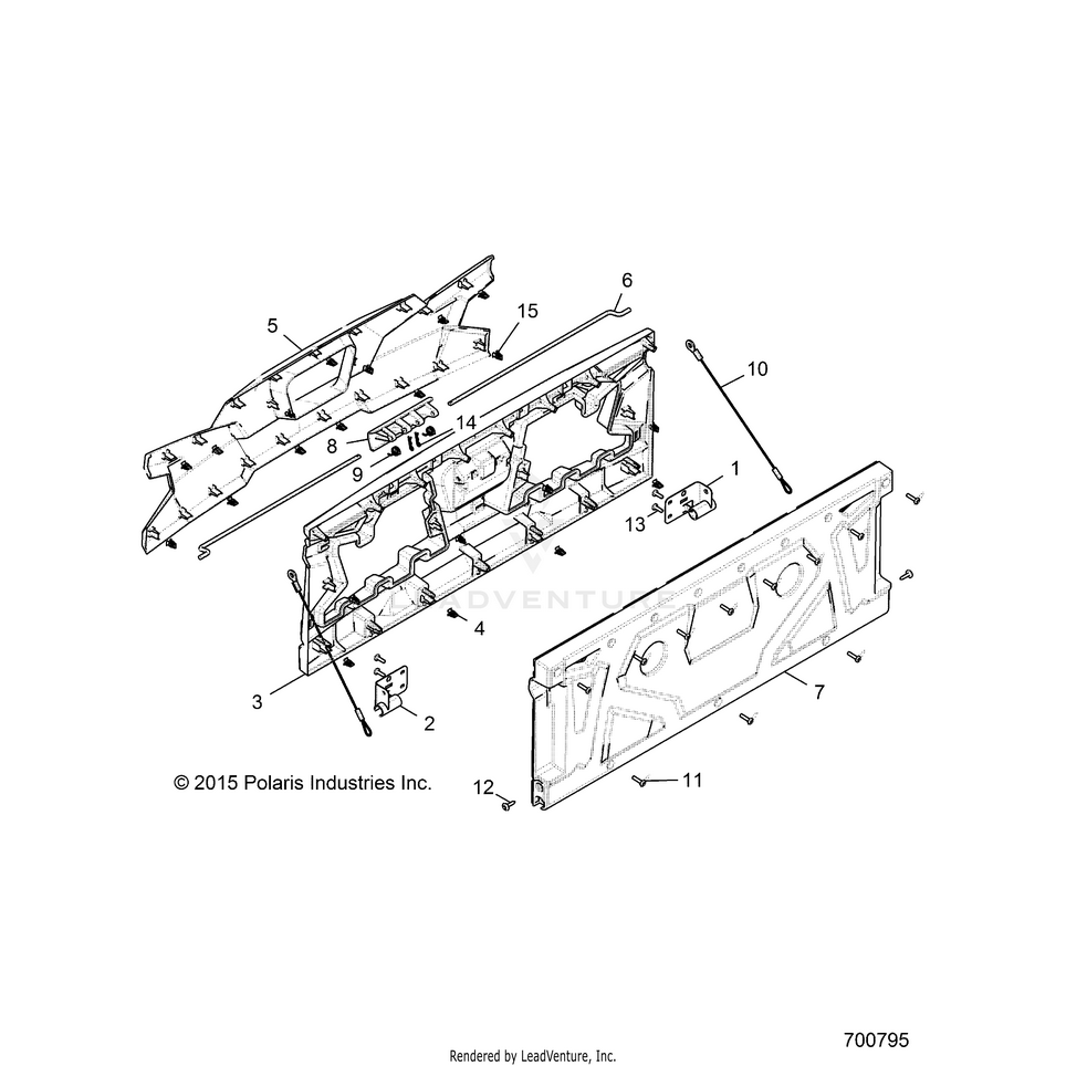 An Image of a Genuine Polaris Parts Schematic Diagram showing the schematic - BODY: BOX TAILGATE - 2022 POLARIS GENERAL XP 4 SPORT 1000