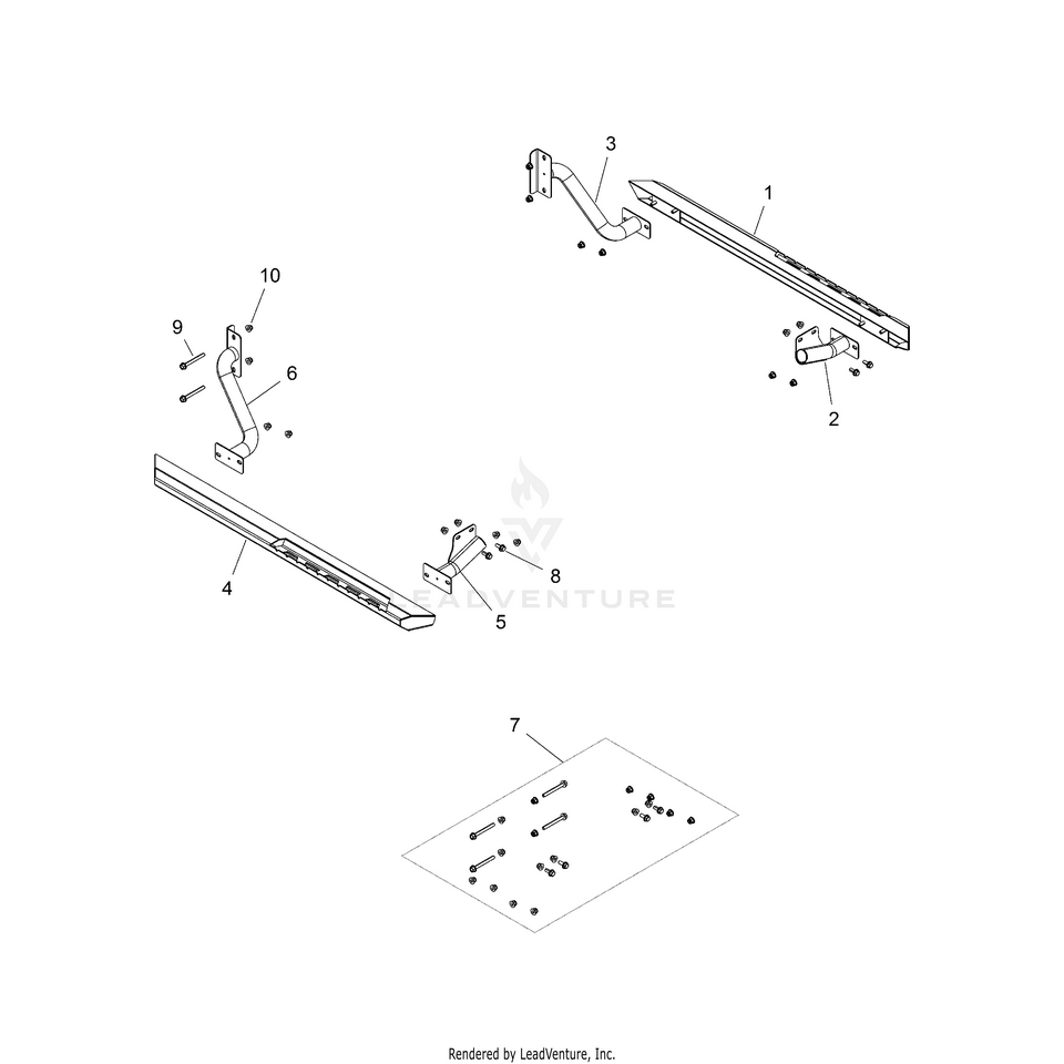An Image of a Genuine Polaris Parts Schematic Diagram showing the schematic - BODY: NERF BARS - 2015 POLARIS RANGER 900 XP
