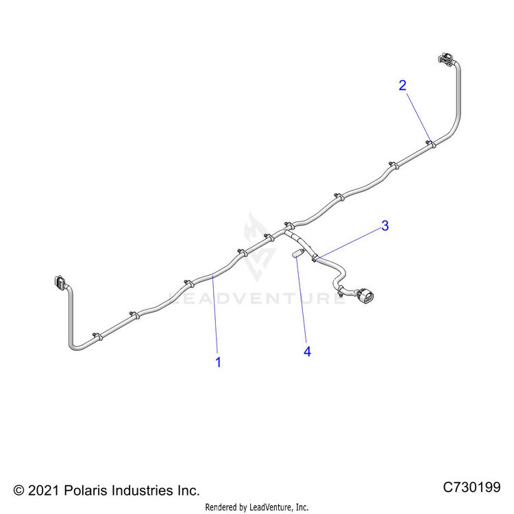 An Image of a Genuine Polaris Parts Schematic Diagram showing the schematic - ELECTRICAL: WIRE HARNESS BOX - 2022 POLARIS RANGER CREW XP 1000 TRAIL BOSS EVAP