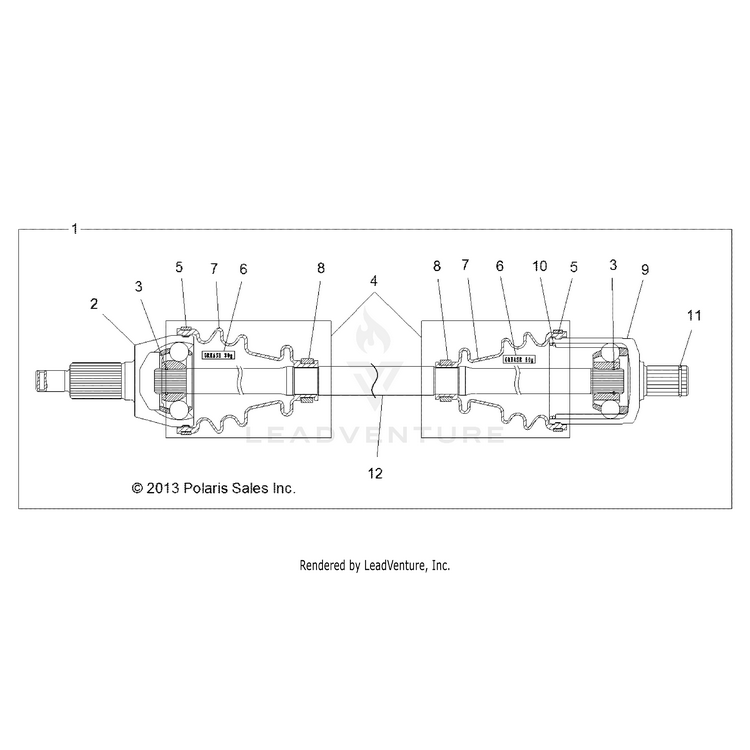 An Image of a Genuine Polaris Parts Schematic Diagram showing the schematic - DRIVE TRAIN: FRONT HALF SHAFT - 2017 POLARIS RANGER CREW 900 6P SP
