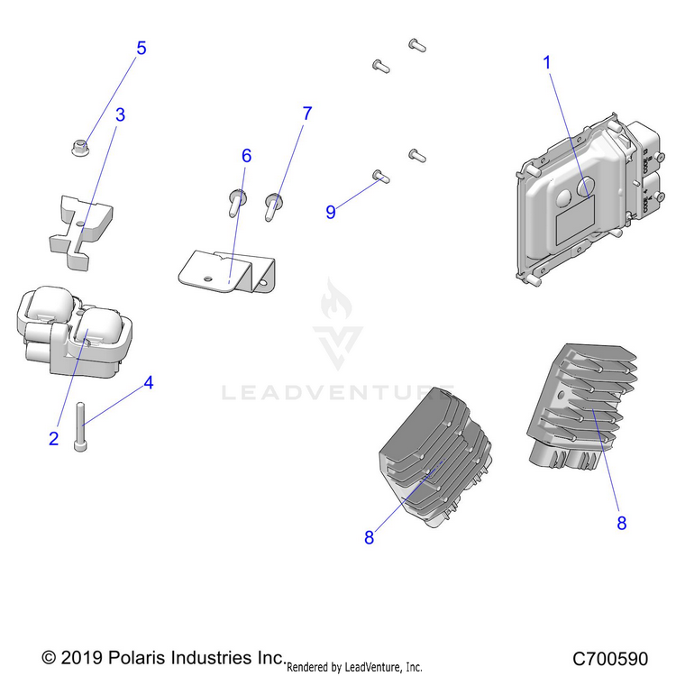 An Image of a Genuine Polaris Parts Schematic Diagram showing the schematic - ELECTRICAL: SENSORS & MODULES - 2020 POLARIS RANGER 1000 FULL SIZE EPS FO