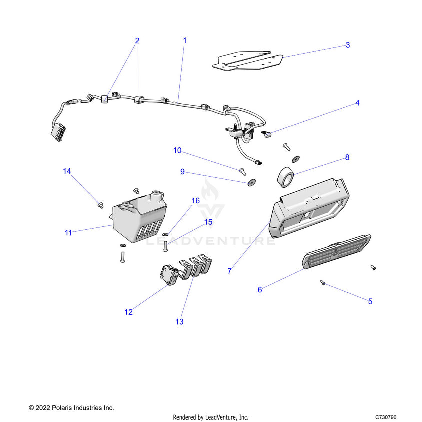 An Image of a Genuine Polaris Parts Schematic Diagram showing the schematic - ELECTRICAL: WORK LIGHT - 2024 POLARIS RANGER 1000 XP NORTHSTAR ULTIMATE TRAIL BOSS