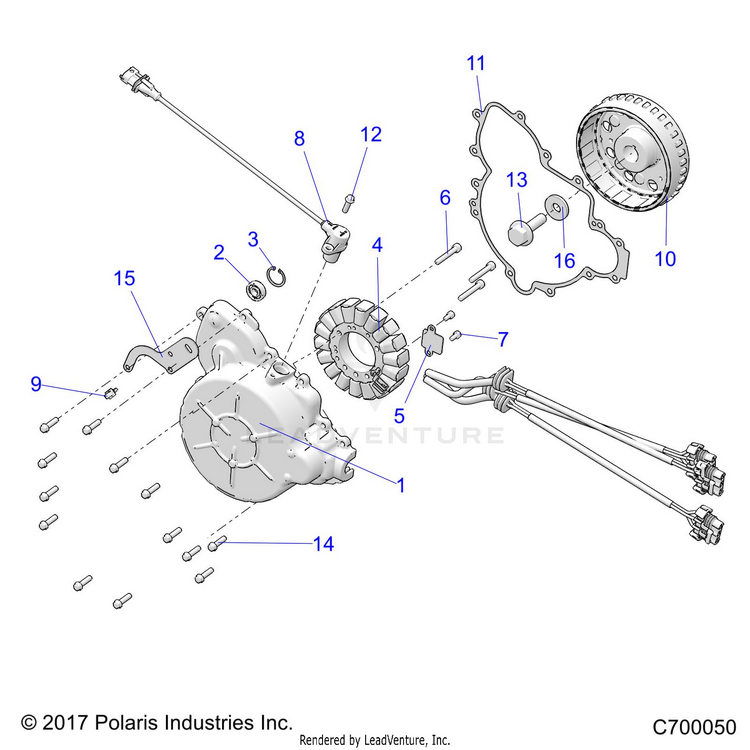 An Image of a Genuine Polaris Parts Schematic Diagram showing the schematic - ENGINE: STATOR & FLYWHEEL - 2020 POLARIS RANGER XP 1000 EPS RIDE COMMAND