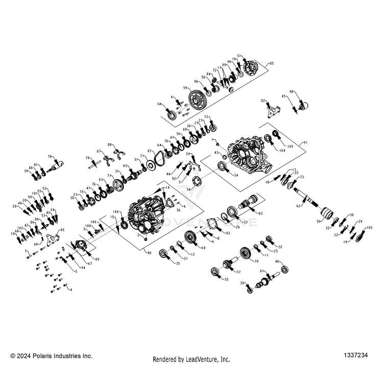 An Image of a Genuine Polaris Parts Schematic Diagram showing the schematic - DRIVE TRAIN: MAIN GEARCASE INTERNALS - 2026 POLARIS RANGER 1000 CREW EPS