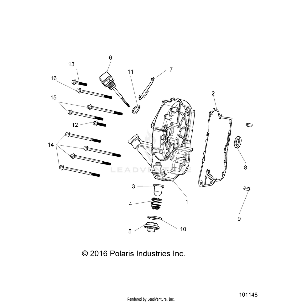An Image of a Genuine Polaris Parts Schematic Diagram showing the schematic - ENGINE: CRANKCASE COVER RIGHT - 2020 POLARIS RANGER 150 EFI