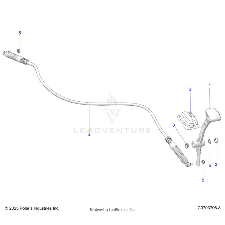 An Image of a Genuine Polaris Parts Schematic Diagram showing the schematic - DRIVE TRAIN: GEAR SELECTOR - 2026 POLARIS GENERAL XP 4 1000 PREMIUM
