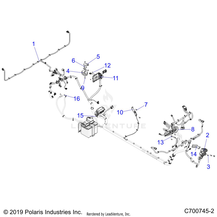 An Image of a Genuine Polaris Parts Schematic Diagram showing the schematic - ELECTRICAL: WIRE HARNESS BOX COIL REGULATOR - 2020 POLARIS RANGER CREW 1000 EPS FULL SIZE