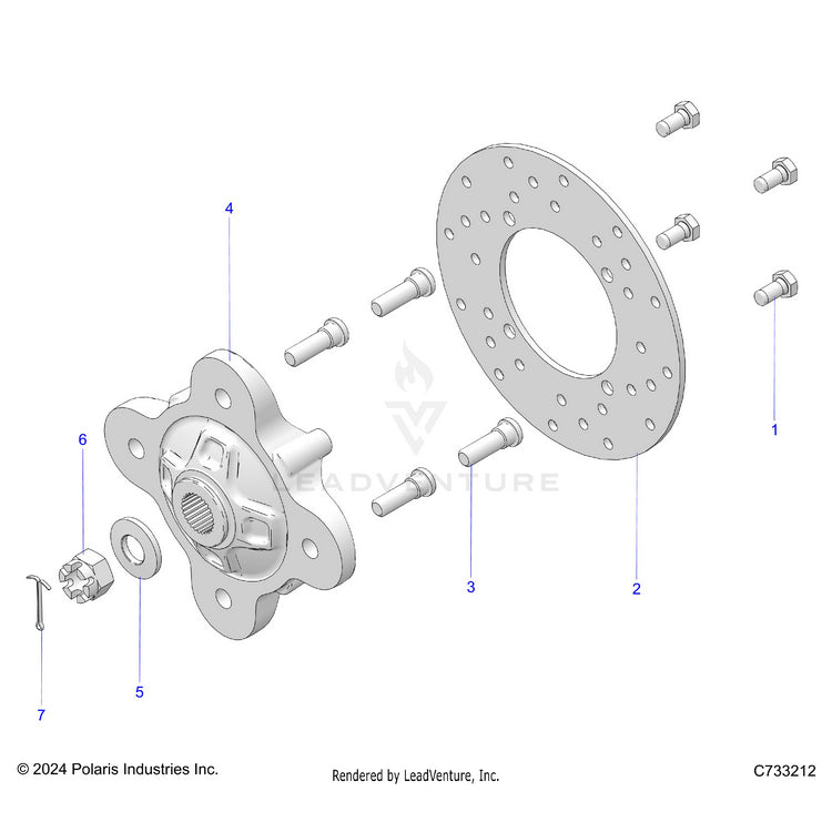 An Image of a Genuine Polaris Parts Schematic Diagram showing the schematic - SUSPENSION: REAR HUB - 2020 POLARIS RANGER 1000 FULL SIZE