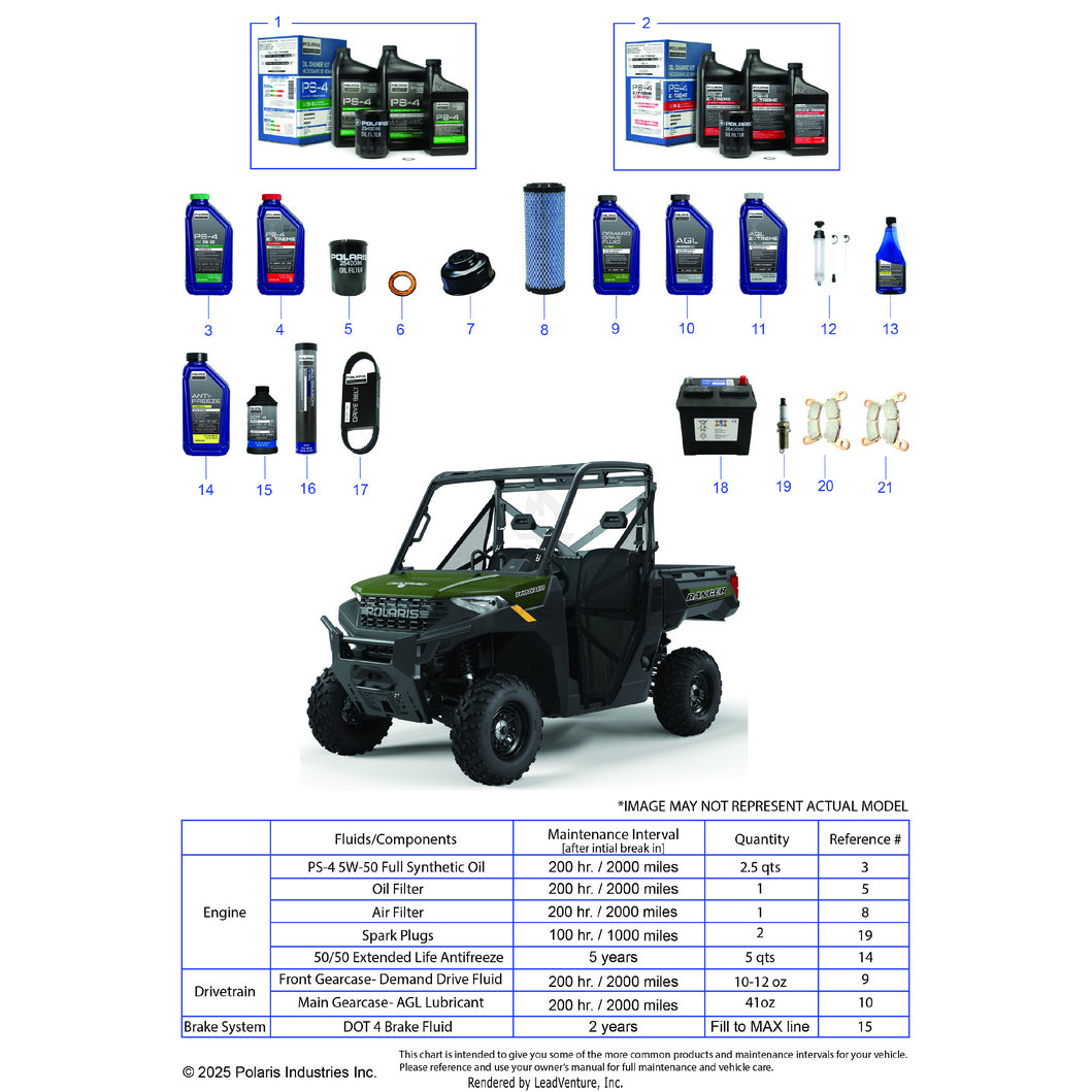 An Image of a Genuine Polaris Parts Schematic Diagram showing the schematic - *SERVICE & MAINTENANCE - 2023 POLARIS RANGER 1000 PREMIUM EPS