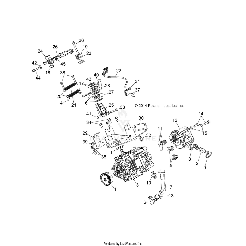 An Image of a Genuine Polaris Parts Schematic Diagram showing the schematic - DRIVE TRAIN: DRIVE PUMP - 2015 POLARIS RANGER HST