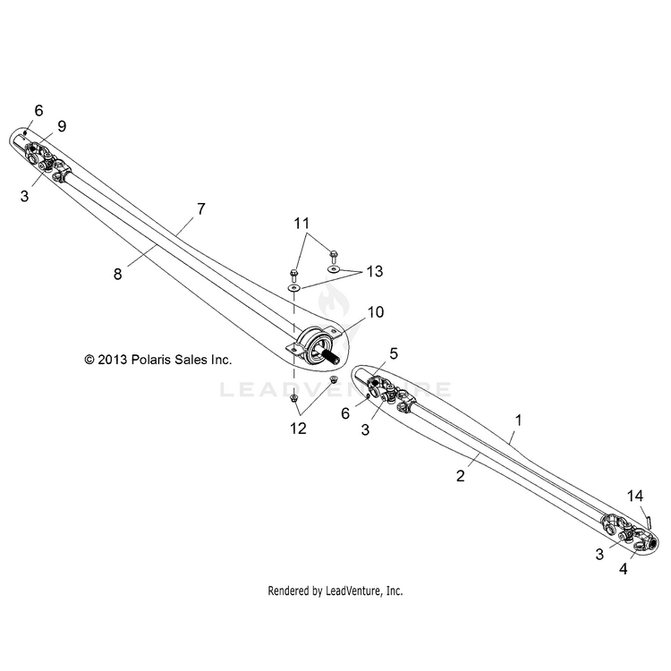 An Image of a Genuine Polaris Parts Schematic Diagram showing the schematic - DRIVE TRAIN: FRONT PROP SHAFT - 2016 POLARIS RANGER CREW 900