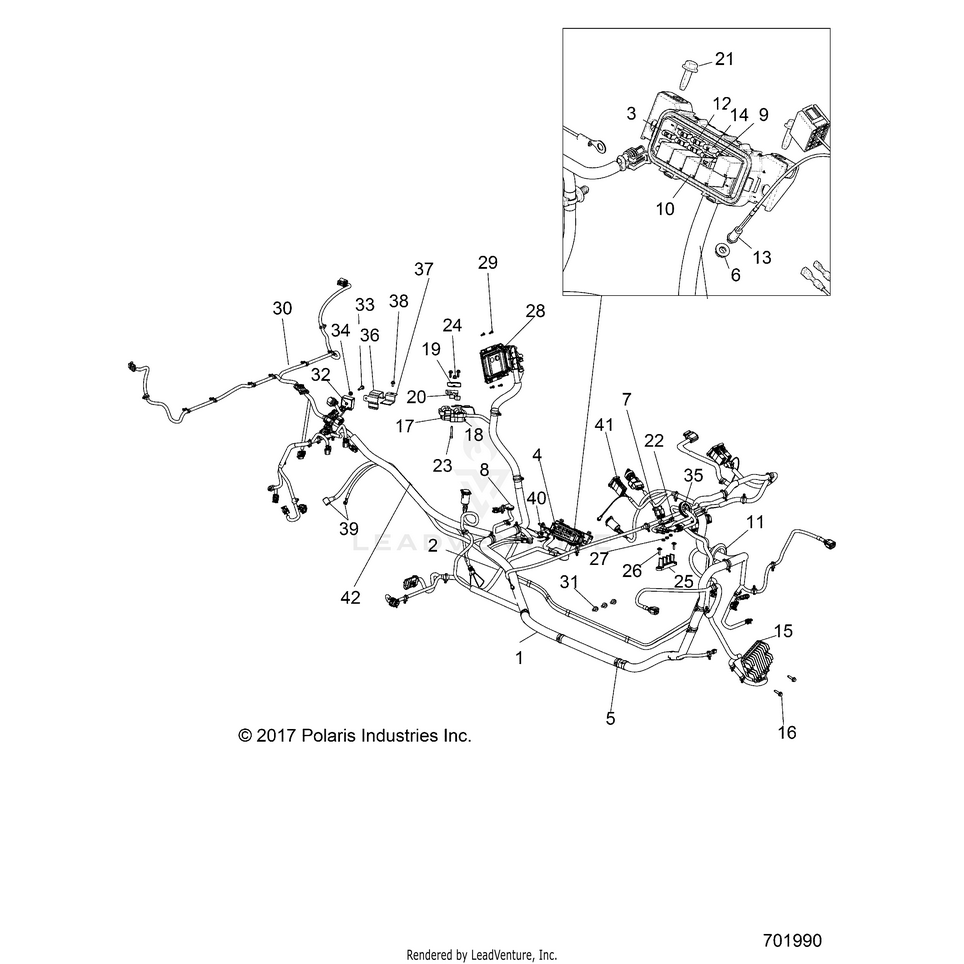 An Image of a Genuine Polaris Parts Schematic Diagram showing the schematic - ELECTRICAL: WIRE HARNESS - 2018 POLARIS GENERAL 1000 EPS