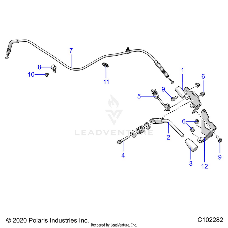 An Image of a Genuine Polaris Parts Schematic Diagram showing the schematic - BRAKES: PARKING BRAKE - 2025 POLARIS RANGER 150 EFI