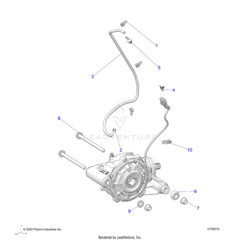 An Image of a Genuine Polaris Parts Schematic Diagram showing the schematic - DRIVE TRAIN: FRONT GEARCASE MOUNTING - 2024 POLARIS RANGER 1000 XP CREW TEXAS EDITION