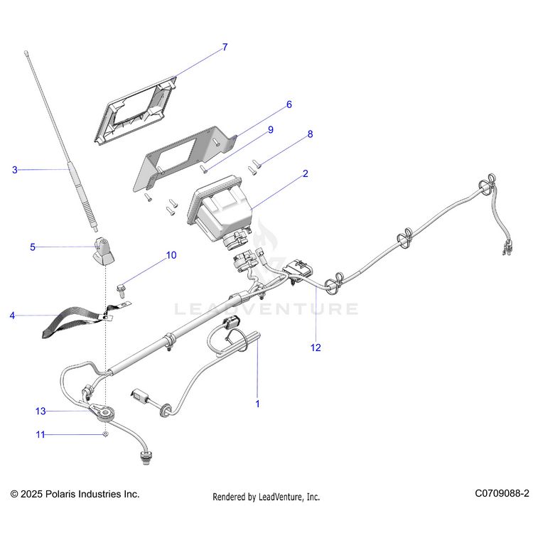 An Image of a Genuine Polaris Parts Schematic Diagram showing the schematic - ELECTRICAL: AUDIO STANDARD - 2026 POLARIS GENERAL XP 1000 PREMIUM