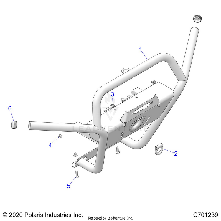 An Image of a Genuine Polaris Parts Schematic Diagram showing the schematic - ACCESSORY: FRONT BUMPER - 2021 POLARIS RANGER CREW XP 1000 WATERFOWL EVAP