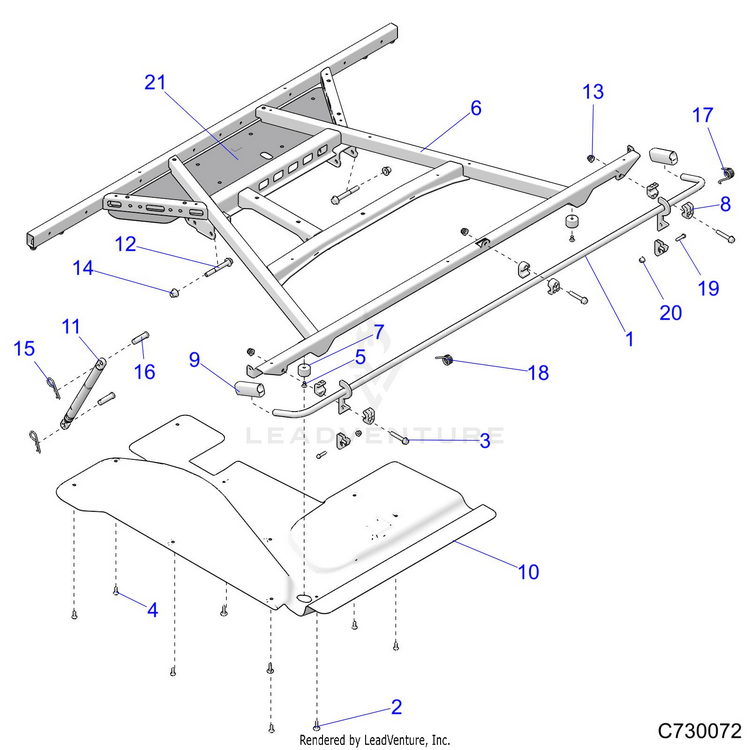 An Image of a Genuine Polaris Parts Schematic Diagram showing the schematic - BODY: BOX MOUNTING - 2021 POLARIS RANGER CREW XP 1000 NORTHSTAR