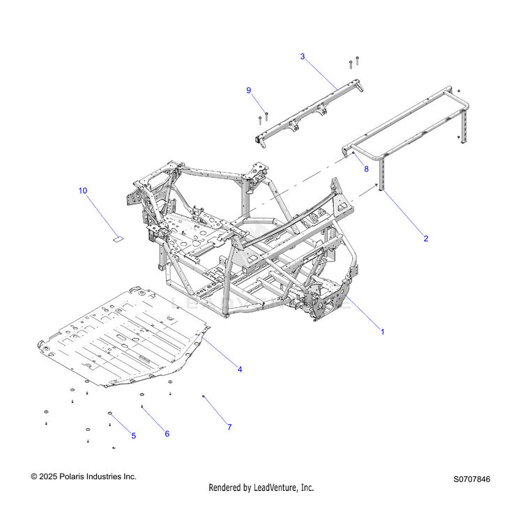 An Image of a Genuine Polaris Parts Schematic Diagram showing the schematic - CHASSIS: MAIN FRAME - 2026 POLARIS RANGER 1000