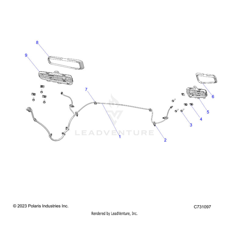 An Image of a Genuine Polaris Parts Schematic Diagram showing the schematic - ELECTRICAL: WIRE HARNESS AUXILIARY - 2024 POLARIS RANGER XD 1500 NORTHSTAR ULTIMATE CREW