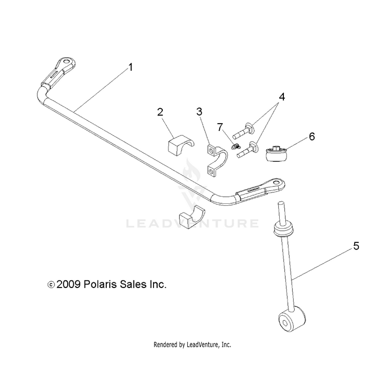 An Image of a Genuine Polaris Parts Schematic Diagram showing the schematic - SUSPENSION: REAR STABILIZER BAR - 2021 POLARIS RANGER EV