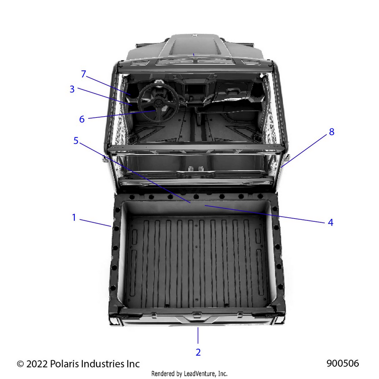An Image of a Genuine Polaris Parts Schematic Diagram showing the schematic - BODY: DECALS GENERAL - 2024 POLARIS RANGER 570 PREMIUM