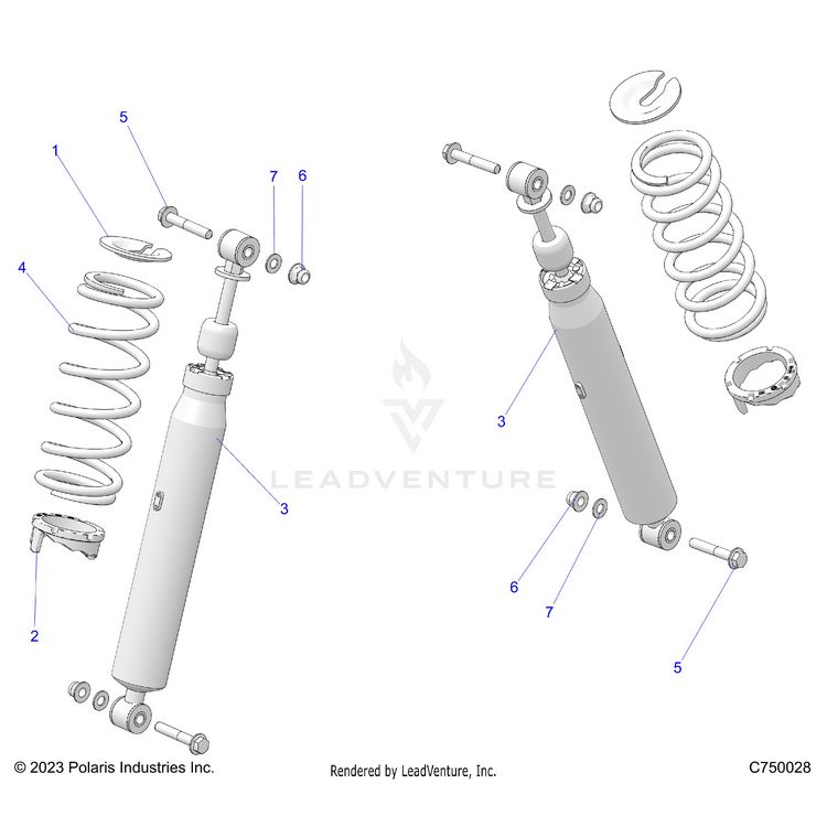 An Image of a Genuine Polaris Parts Schematic Diagram showing the schematic - SUSPENSION: FRONT SHOCK MOUNTING - 2026 POLARIS GENERAL 1000 SPORT
