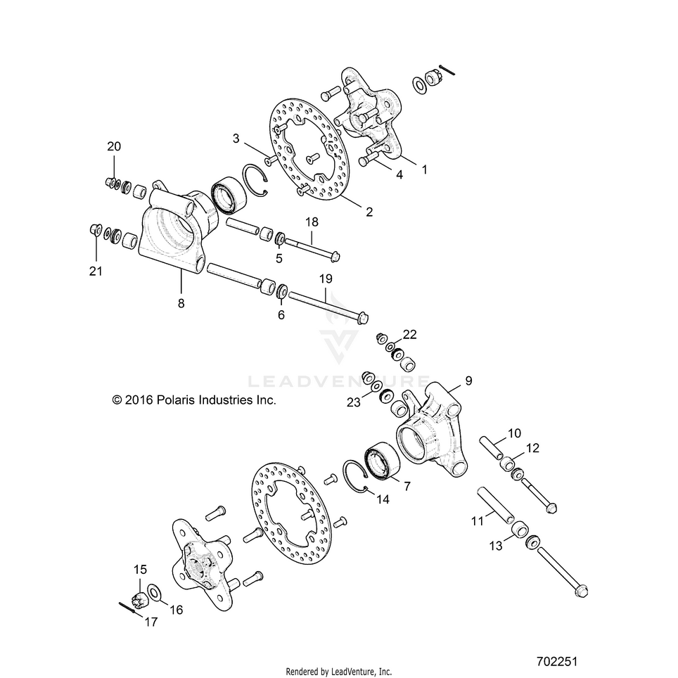 An Image of a Genuine Polaris Parts Schematic Diagram showing the schematic - SUSPENSION: REAR CARRIER - 2020 POLARIS GENERAL 4 1000 DELUXE OPT1
